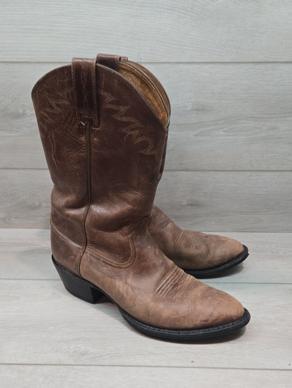 Ariat Men's Brown Leather Western Boots - Classic Cowboy Shoes Sz 11D